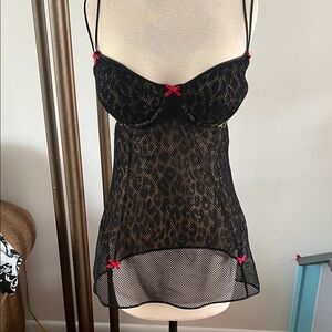 Victoria Secret leopard and fishnet lingerie